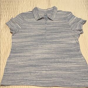 Croft & Barrow Women's Blue Striped Button Down Shirt